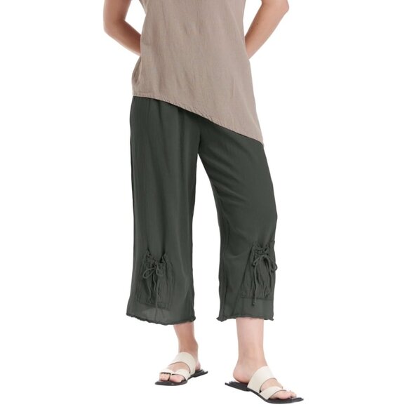 ๐ฟ Oh My Gauze! 'Sammy' Graphite Wide-Leg Cropped Boho Pants โ Size S/M ๐ฟ - Picture 3 of 13